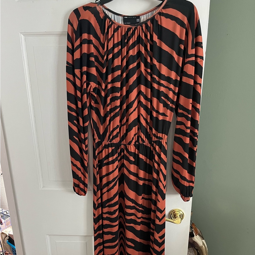ASOS Black and Orange Zebra Print Maxi Dress
